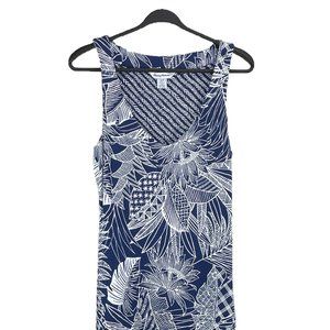 TOMMY BAHAMA maxi -navy & white tropical soft & stretchy dress - SZ S
